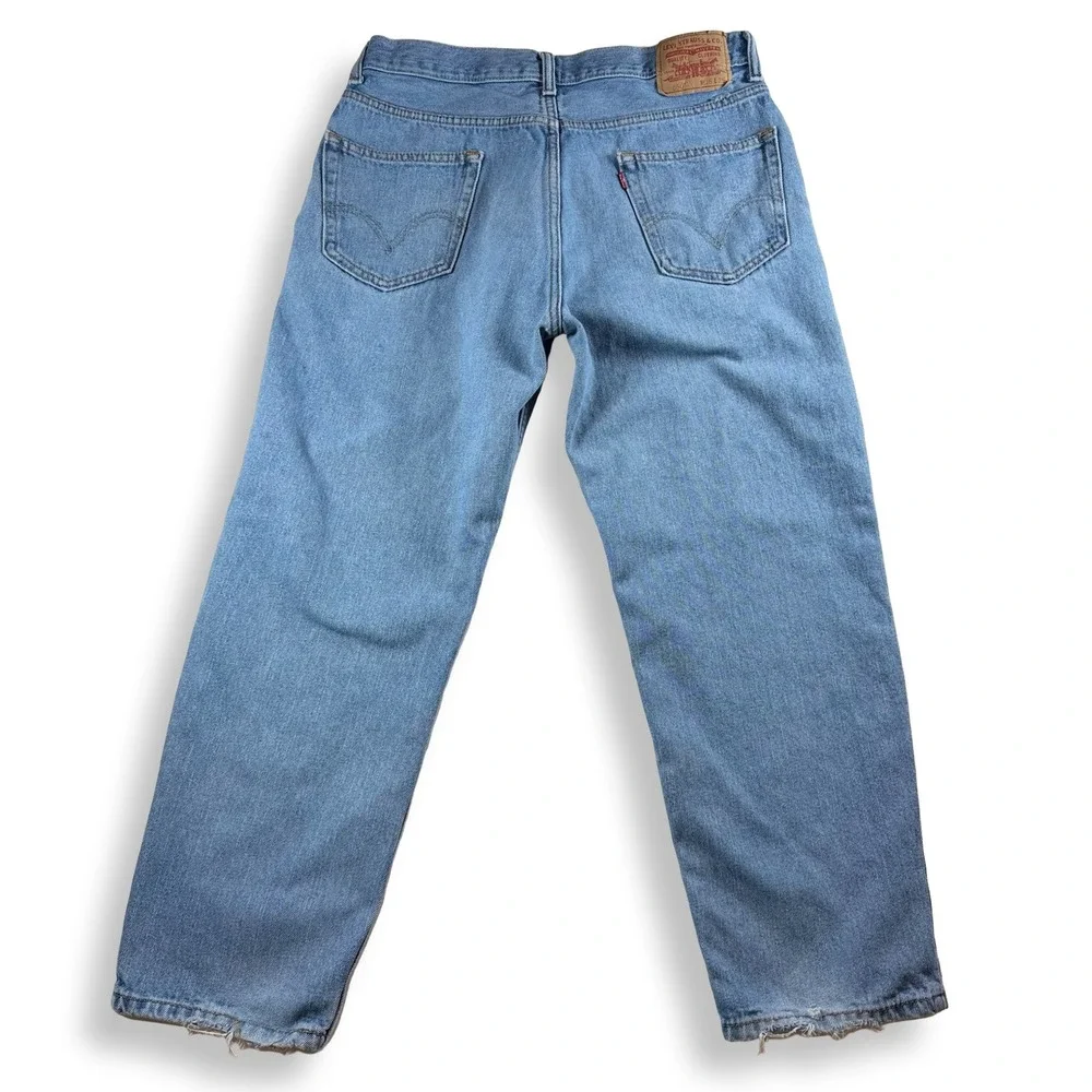 Levis 550 Relaxed Fit Jeans Light Wash Blue Denim Mens 36x29 100% Cotton
